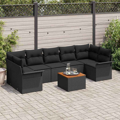 Tuinbankenset 8 st 7-Aantal zitplaatsen Zwart poly rattan
