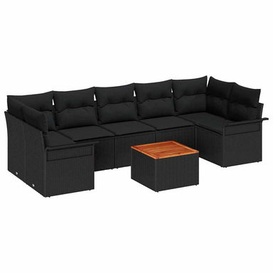 Tuinbankenset 8 st 7-Aantal zitplaatsen Zwart poly rattan