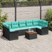Tuinbankenset 8 st 7-Aantal zitplaatsen Zwart en Turquoise