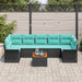 Tuinbankenset 8 st 7-Aantal zitplaatsen Zwart en Turquoise