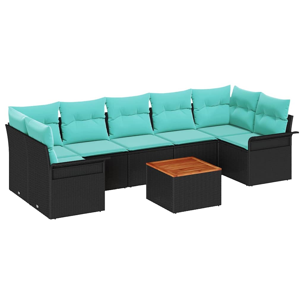 Tuinbankenset 8 st 7-Aantal zitplaatsen Zwart en Turquoise