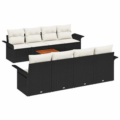 Tuinbankenset 9 st Zwart en Crème poly rattan