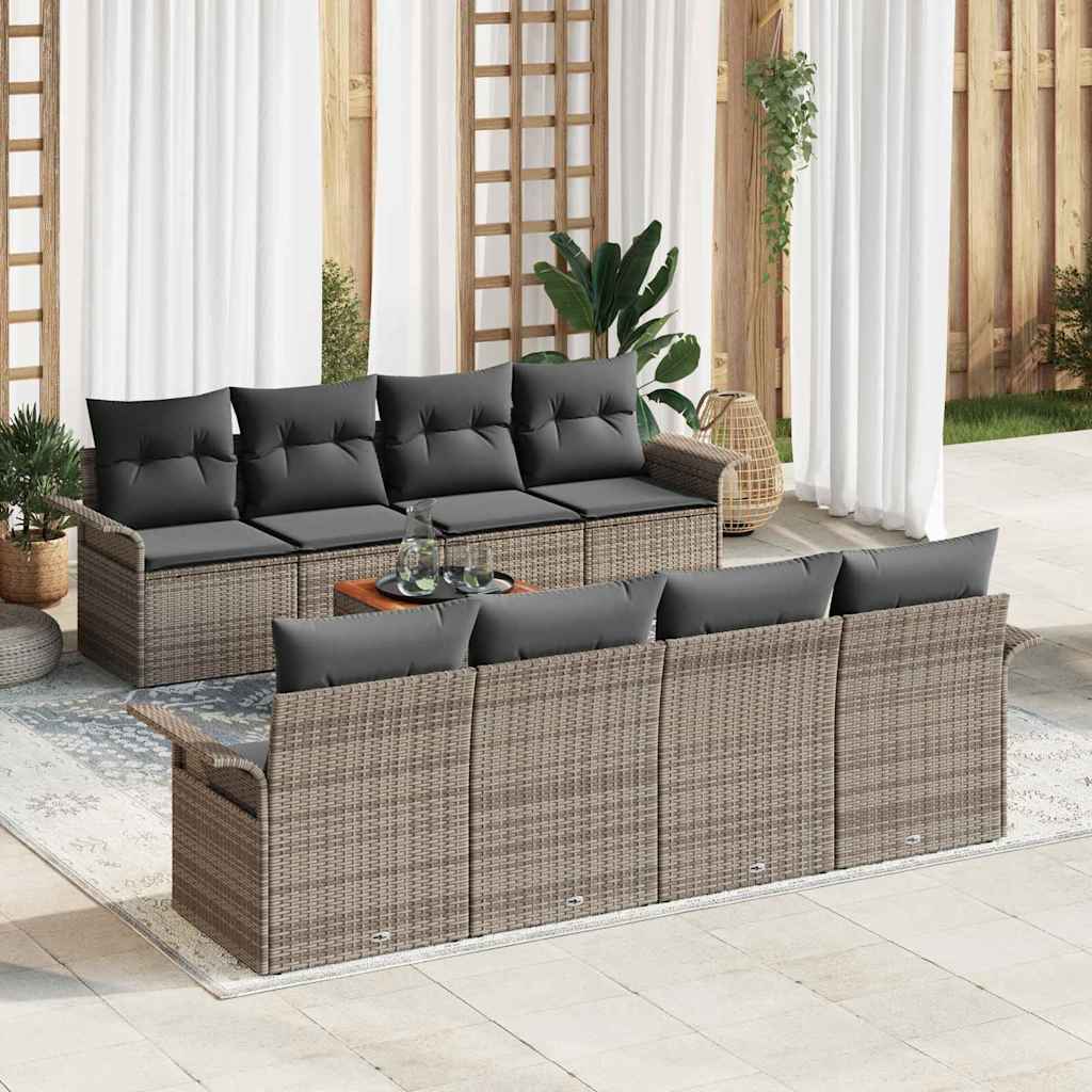 Tuinbankenset 9 st Grijs poly rattan