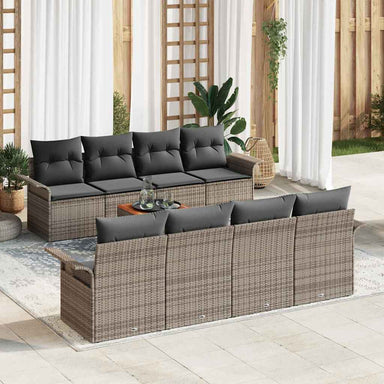 Tuinbankenset 9 st Grijs poly rattan