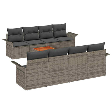 Tuinbankenset 9 st Grijs poly rattan