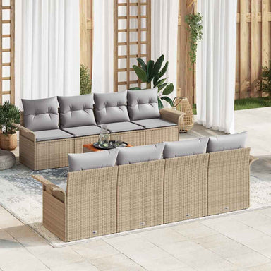 Tuinbankenset 9 st Beige en Licht Grijs poly rattan