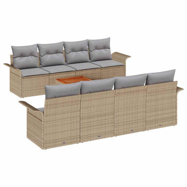Tuinbankenset 9 st Beige en Licht Grijs poly rattan