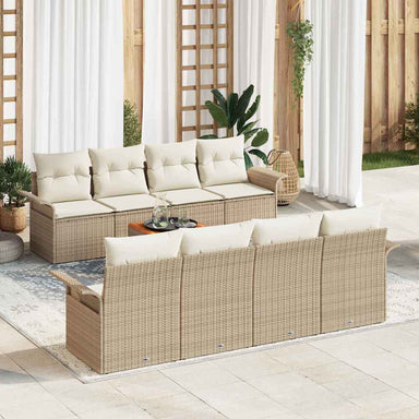 Tuinbankenset 9 st Beige en Crème poly rattan