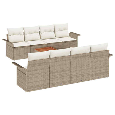 Tuinbankenset 9 st Beige en Crème poly rattan
