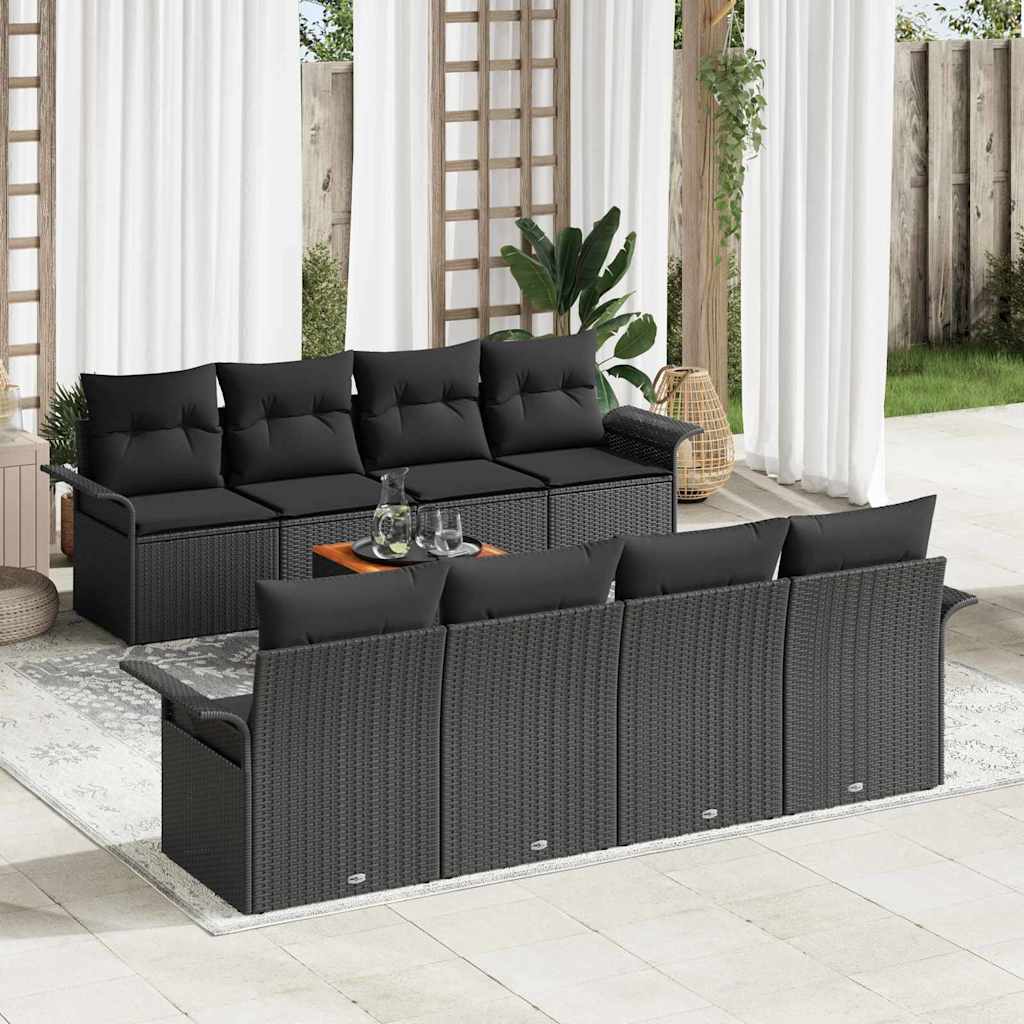 Tuinbankenset 9 st Zwart poly rattan