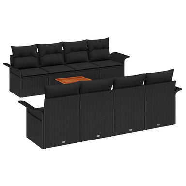 Tuinbankenset 9 st Zwart poly rattan