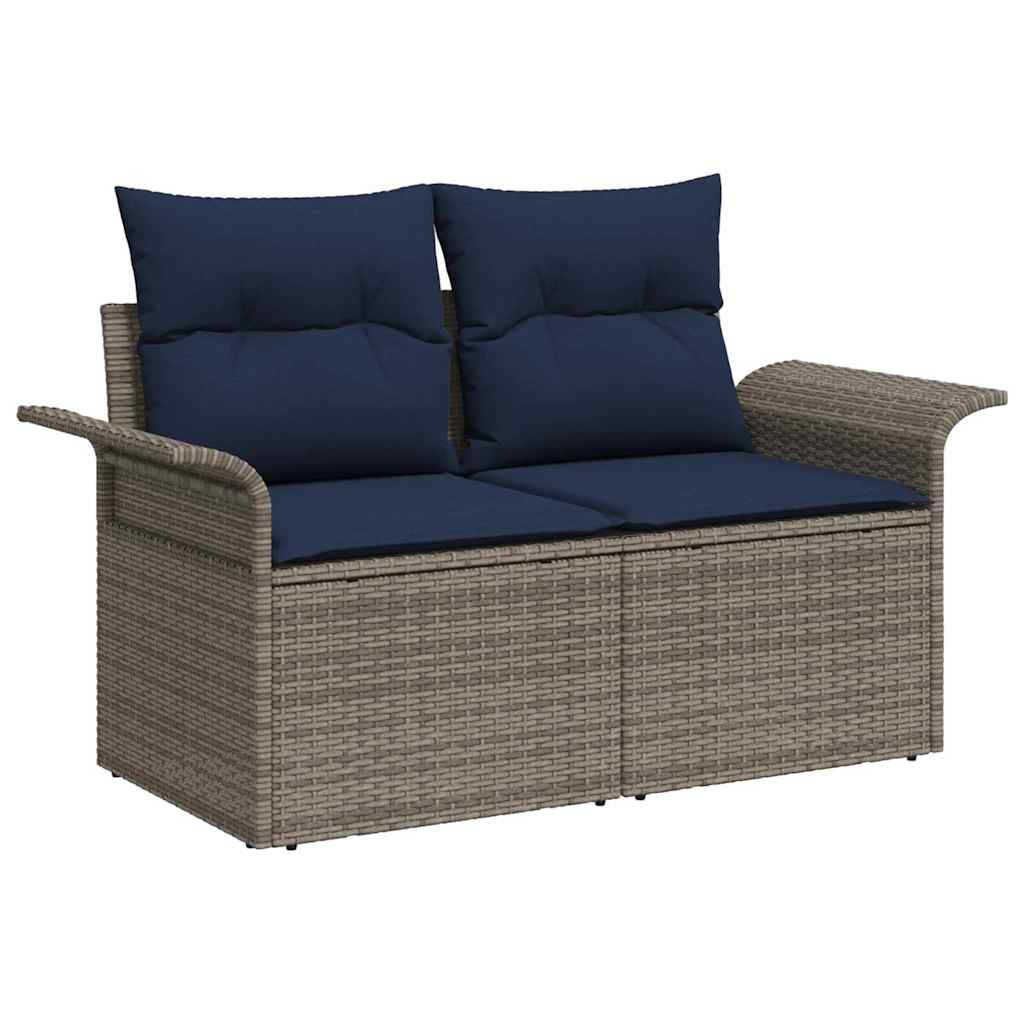 Tuinbankenset 9 st 8-Aantal zitplaatsen Grijs en Marineblauw