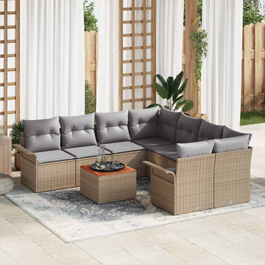 Tuinbankenset 9 st 8-Aantal zitplaatsen Beige en Licht Grijs