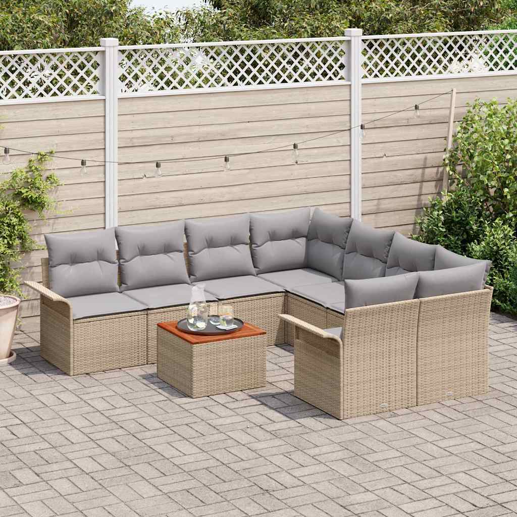 Tuinbankenset 9 st 8-Aantal zitplaatsen Beige en Licht Grijs