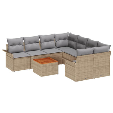 Tuinbankenset 9 st 8-Aantal zitplaatsen Beige en Licht Grijs