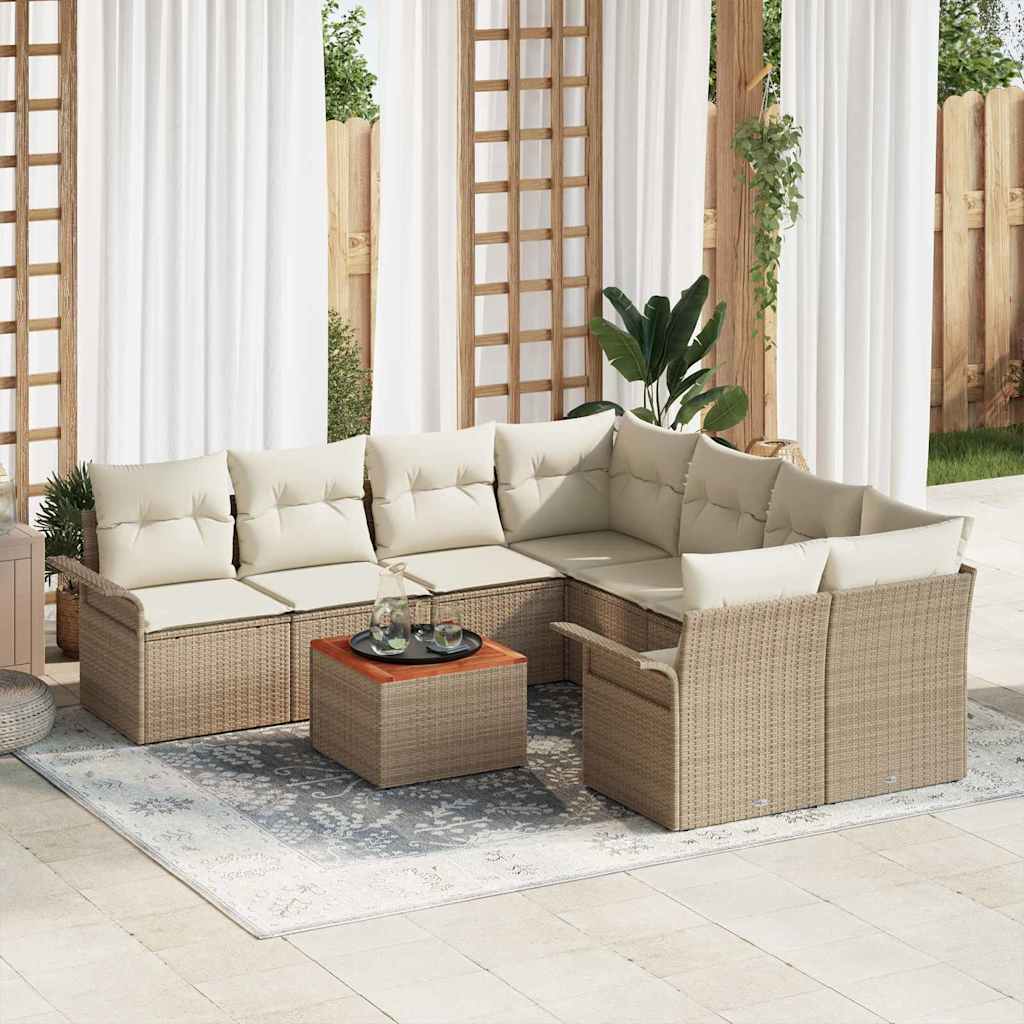Tuinbankenset 9 st 8-Aantal zitplaatsen Beige en Crème