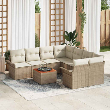 Tuinbankenset 9 st 8-Aantal zitplaatsen Beige en Crème
