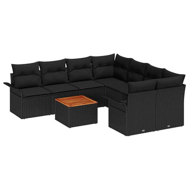 Tuinbankenset 9 st 8-Aantal zitplaatsen Zwart poly rattan