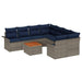 Tuinbankenset 9 st 8-Aantal zitplaatsen Grijs en Marineblauw