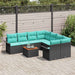 Tuinbankenset 9 st 8-Aantal zitplaatsen Zwart en Turquoise