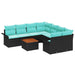 Tuinbankenset 9 st 8-Aantal zitplaatsen Zwart en Turquoise