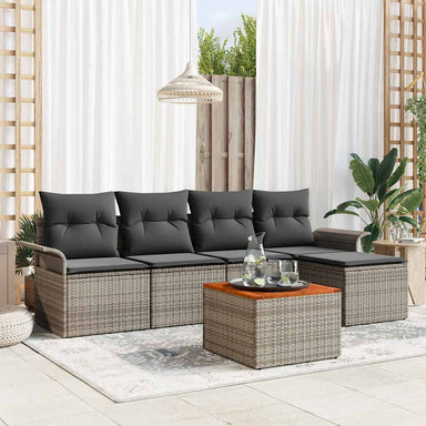 Tuinbankenset 6 st Grijs poly rattan
