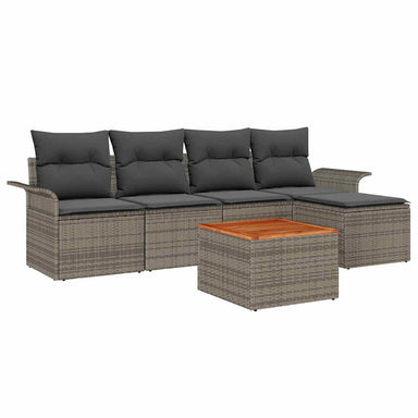 Tuinbankenset 6 st Grijs poly rattan
