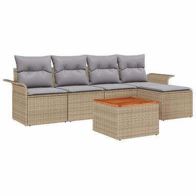 Tuinbankenset 6 st Beige en Licht Grijs poly rattan