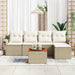 Tuinbankenset met opslag 6 pcs Beige en Crème poly rattan