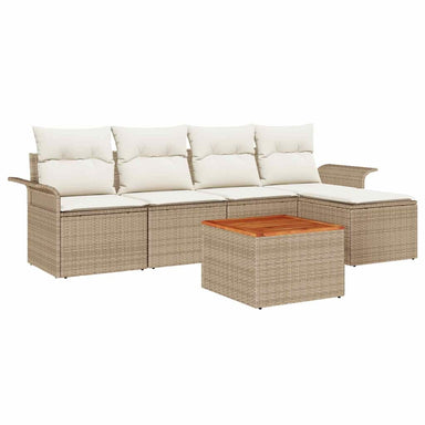 Tuinbankenset met opslag 6 pcs Beige en Crème poly rattan