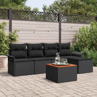 Tuinbankenset 6 st Zwart poly rattan
