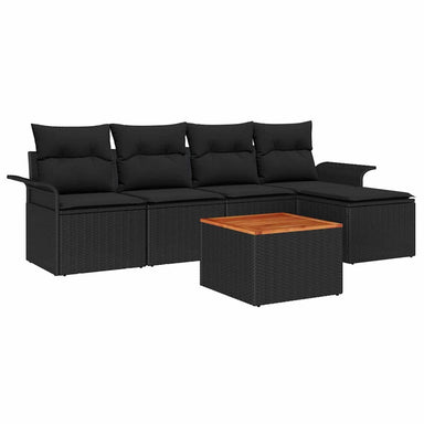 Tuinbankenset 6 st Zwart poly rattan