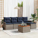 Tuinbankenset 6 st Grijs en Marineblauw poly rattan
