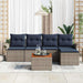 Tuinbankenset 6 st Grijs en Marineblauw poly rattan