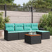 Tuinbankenset 6 st Zwart en Turquoise poly rattan