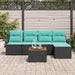 Tuinbankenset 6 st Zwart en Turquoise poly rattan