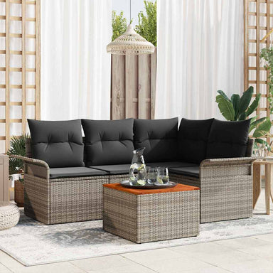 Tuinbankenset 5 st 4-Aantal zitplaatsen Grijs poly rattan