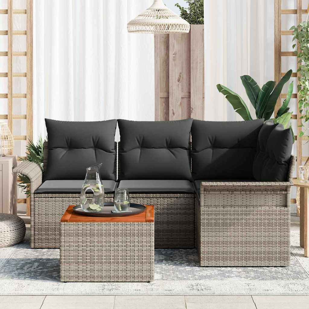 Tuinbankenset 5 st 4-Aantal zitplaatsen Grijs poly rattan