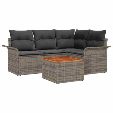 Tuinbankenset 5 st 4-Aantal zitplaatsen Grijs poly rattan