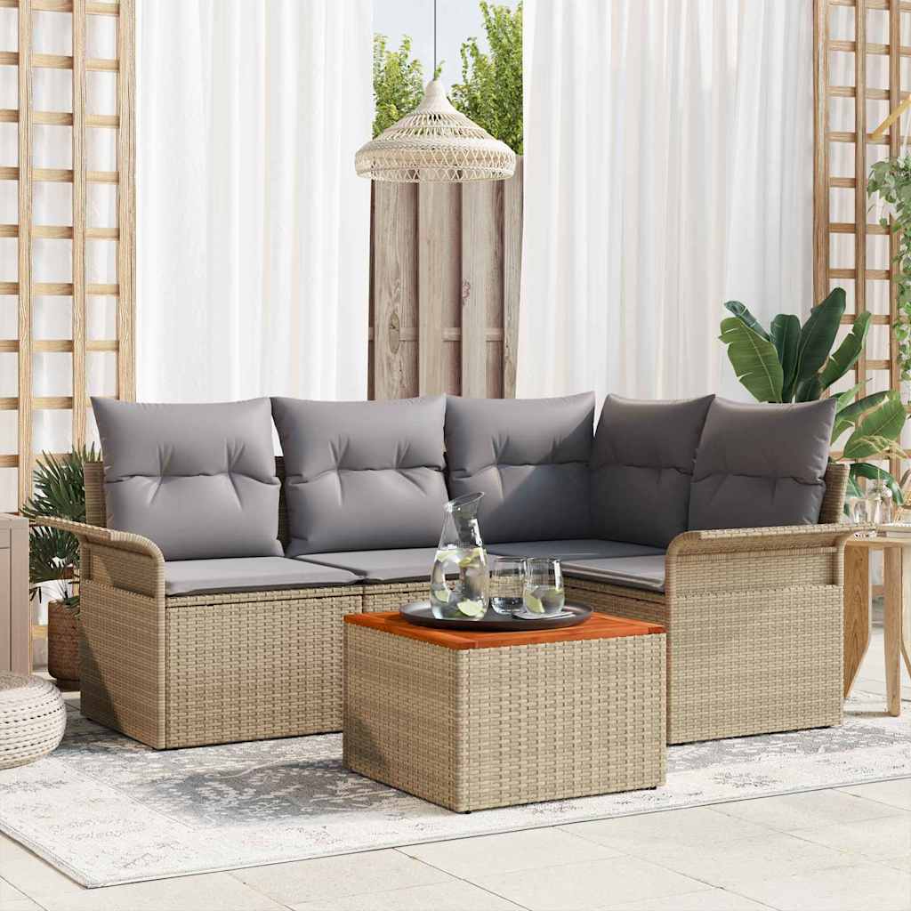 Tuinbankenset 5 st 4-Aantal zitplaatsen Beige en Licht Grijs