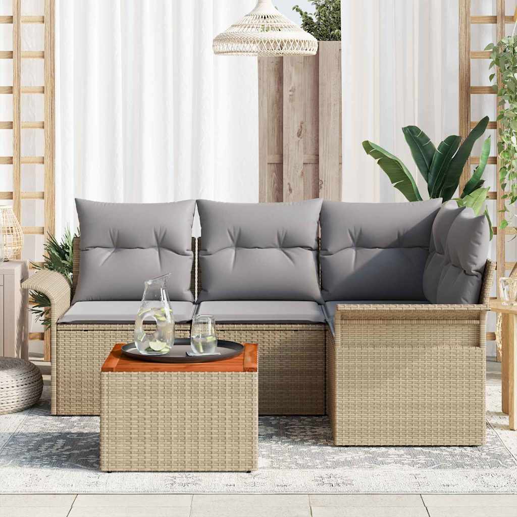 Tuinbankenset 5 st 4-Aantal zitplaatsen Beige en Licht Grijs