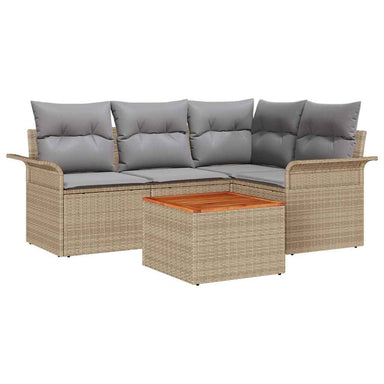 Tuinbankenset 5 st 4-Aantal zitplaatsen Beige en Licht Grijs