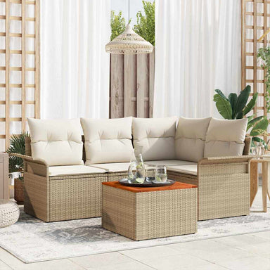 Tuinbankenset 5 st 4-Aantal zitplaatsen Beige en Crème