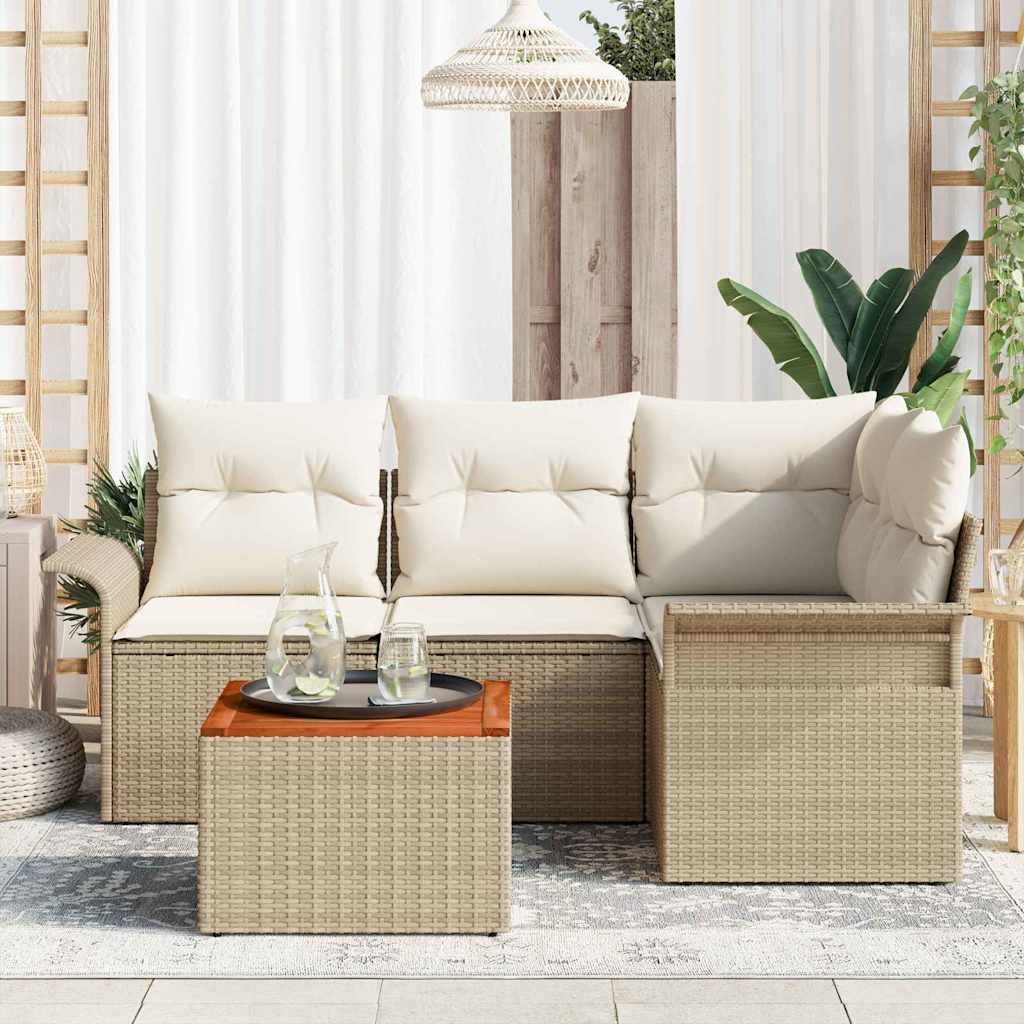 Tuinbankenset 5 st 4-Aantal zitplaatsen Beige en Crème