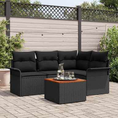 Tuinbankenset 5 st 4-Aantal zitplaatsen Zwart poly rattan