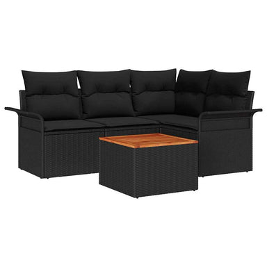 Tuinbankenset 5 st 4-Aantal zitplaatsen Zwart poly rattan