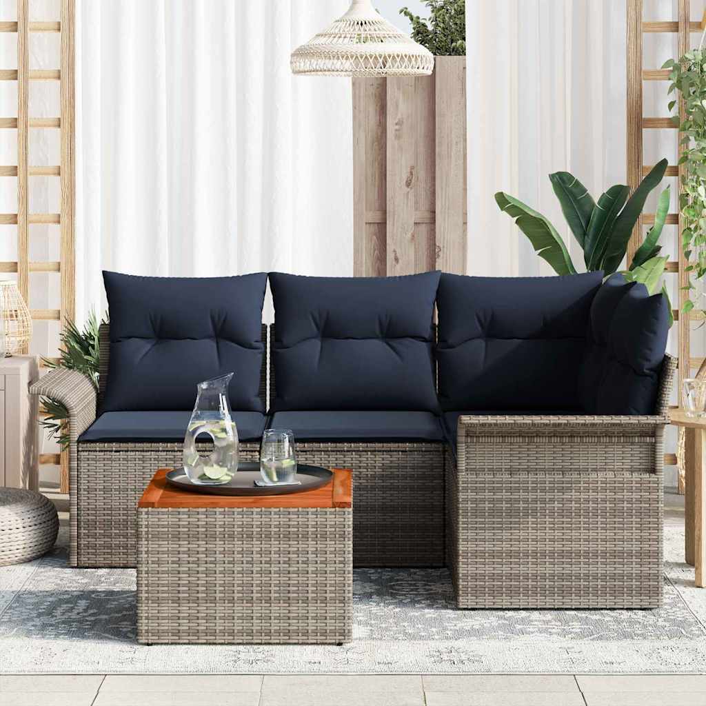 Tuinbankenset 5 st 4-Aantal zitplaatsen Grijs en Marineblauw