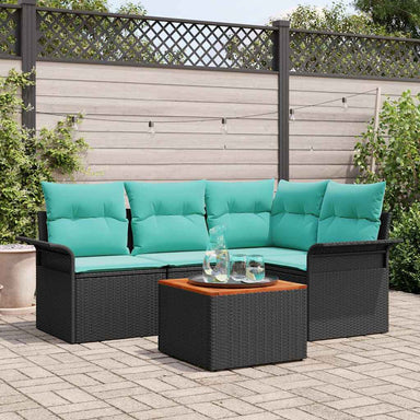 Tuinbankenset 5 st 4-Aantal zitplaatsen Zwart en Turquoise