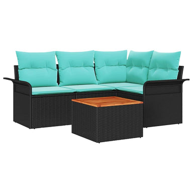 Tuinbankenset 5 st 4-Aantal zitplaatsen Zwart en Turquoise