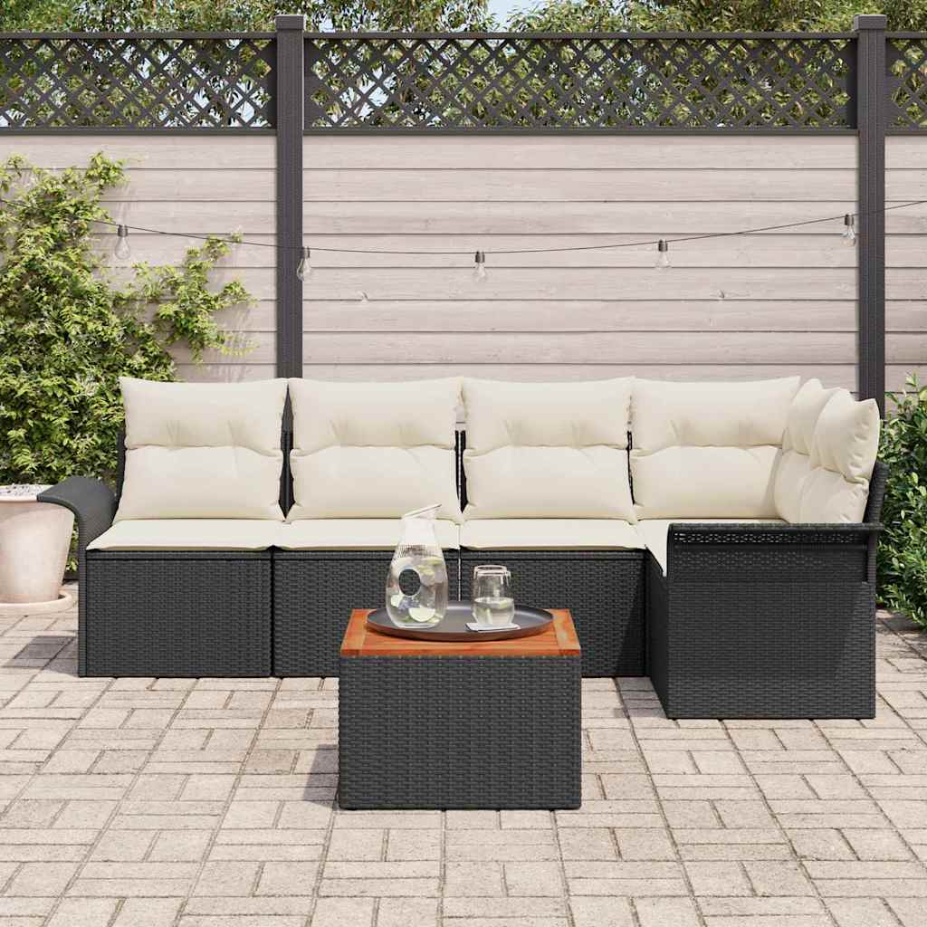Tuinbankenset 6 st 5-Aantal zitplaatsen Zwart en Crème